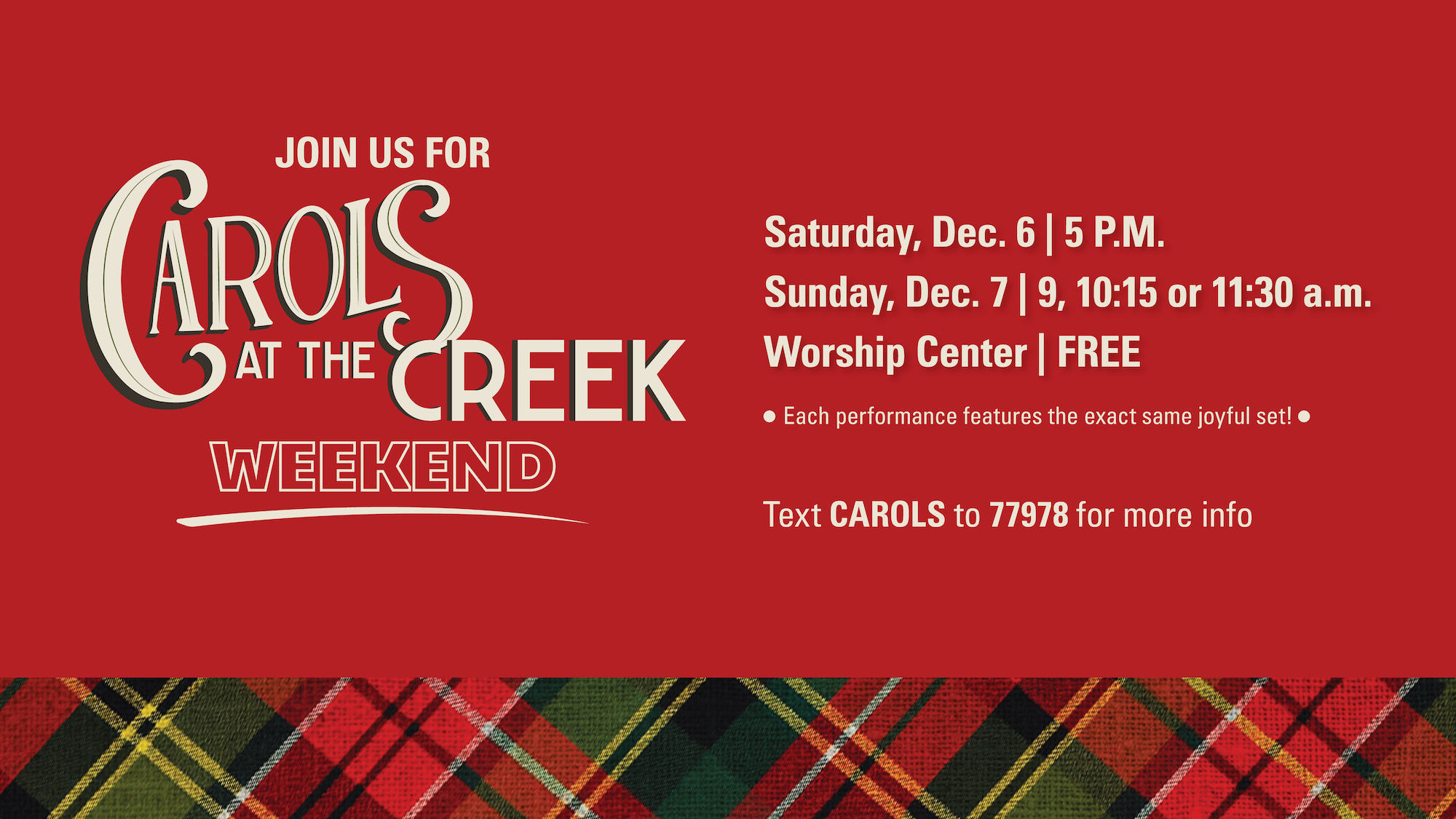 Cottonwood Creek Church - Carols at the Creek Weekend